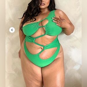 Green Cutout Swimsuit